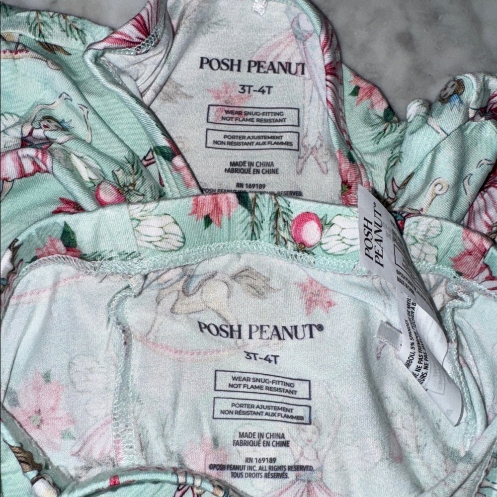Posh Peanut Holiday Floral Ballerina Pajama Set 3/4T - Picture 3 of 3
